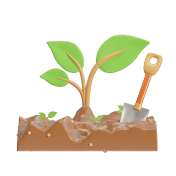 3d farming on soil and plant environment icon illustration png