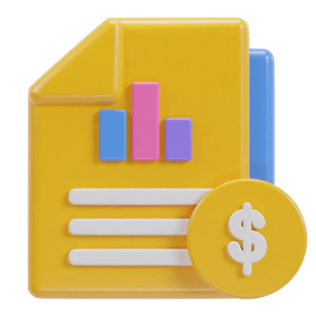 Financial business report concept with dollar coin stacks and financial data chart icon png