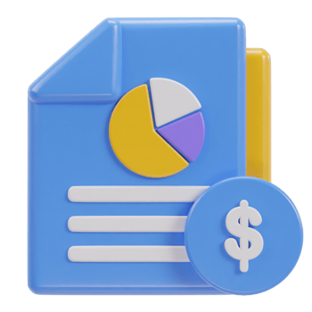 Financial business report concept with dollar coin stacks and financial data chart icon png