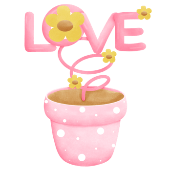 Pink flower heart png