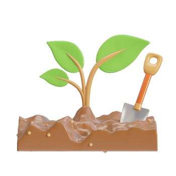 3d farming on soil and plant environment icon illustration png