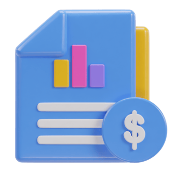 Financial business report concept with dollar coin stacks and financial data chart icon png