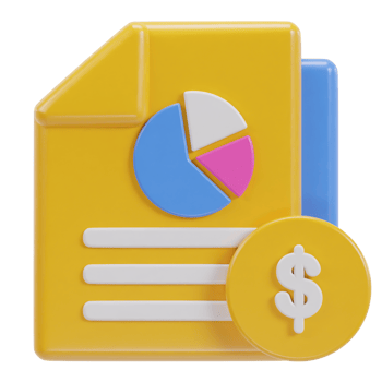 Financial business report concept with dollar coin stacks and financial data chart icon png