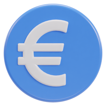 euro icon 3d rendering illustration png