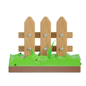 3d gardening fence green grass on soil icon png