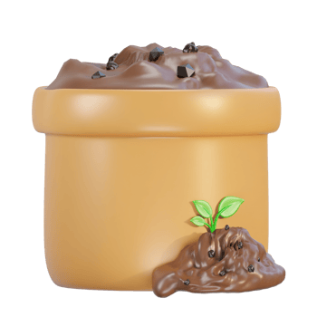 3d fertilizer bag with soil and tree icon png