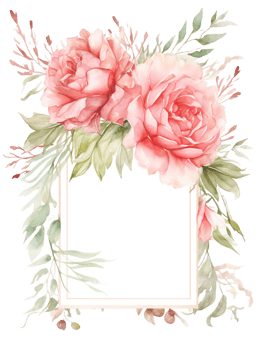 Watercolor of floral frame with rose for wedding invitation card on isolated background, romantic and luxury.Created with Generative AI technology. png
