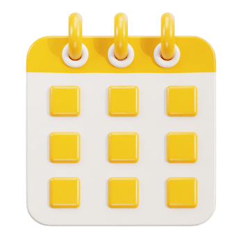 Calendar 3d icon with rings, date time management png