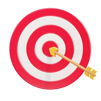 3d dart arrow hitting in the target center of dartboard icon illustration png