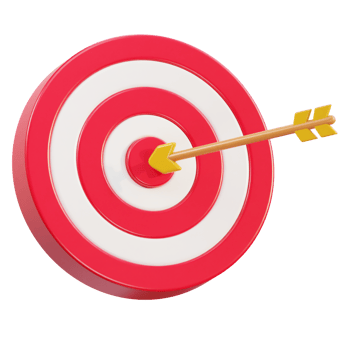 3d dart arrow hitting in the target center of dartboard icon illustration png