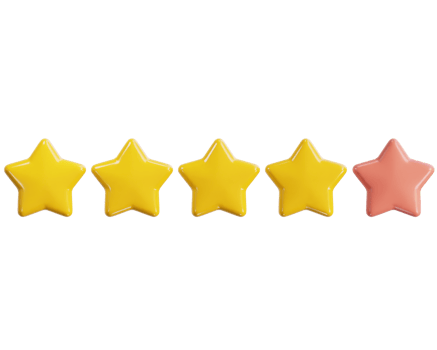 four star ratting icon 3d render illustration png