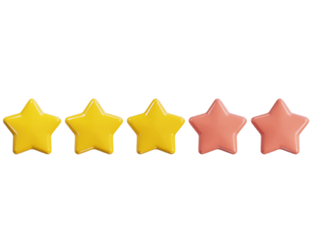 three star ratting icon 3d render illustration png