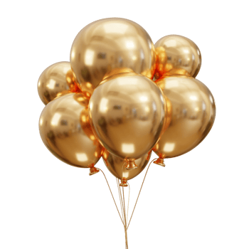 3d golden balloon icon illustration png