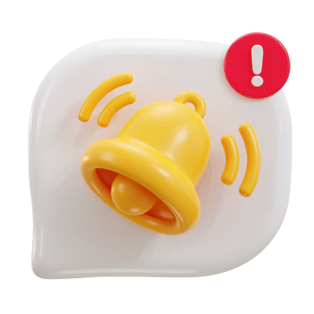 3d message notification bell icon illustration png
