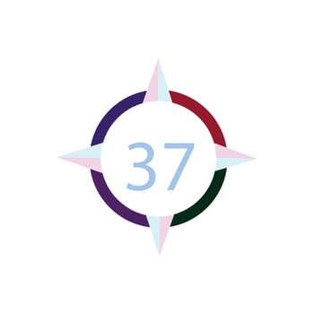 a colorful compass with the number 37 in the center vector