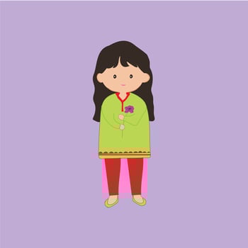 cute girl character with flower vector