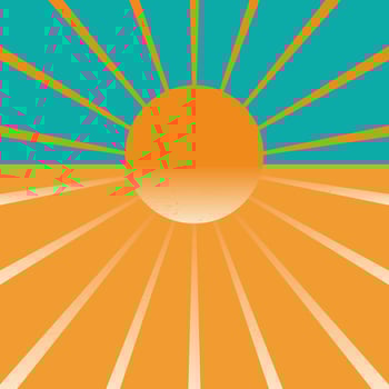 Abstract background with orange sun and rays vector
