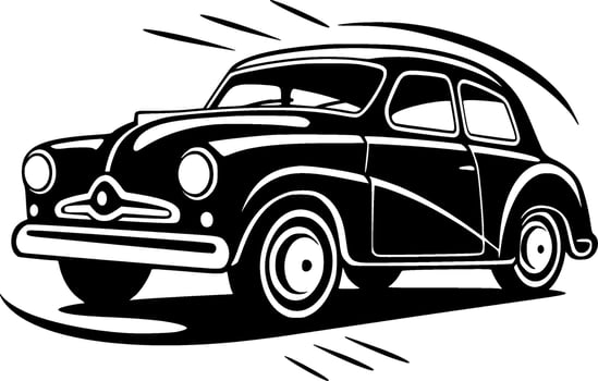 Car - Black and White Isolated Icon - Vector illustration