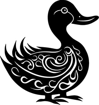 Duck, Black and White Vector illustration