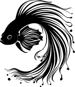 Fish - Black and White Isolated Icon - Vector illustration