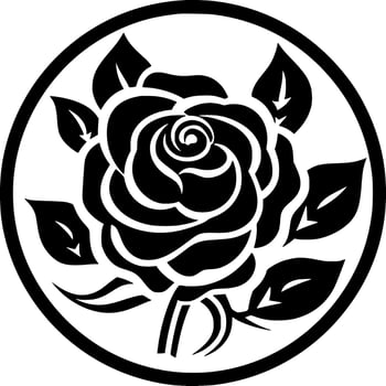 Flower - Black and White Isolated Icon - Vector illustration