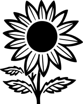 Flower - Black and White Isolated Icon - Vector illustration