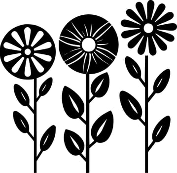 Flowers, Black and White Vector illustration