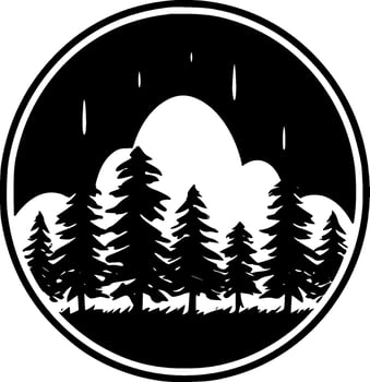 Forest - Black and White Isolated Icon - Vector illustration