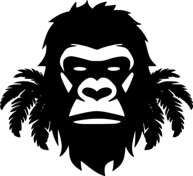 Gorilla, Black and White Vector illustration