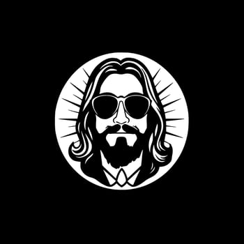 Hippie, Black and White Vector illustration