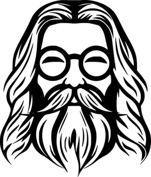 Hippie, Black and White Vector illustration