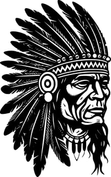Indian Chief, Minimalist and Simple Silhouette - Vector illustration