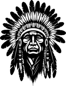 Indian Chief, Minimalist and Simple Silhouette - Vector illustration
