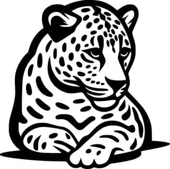 Leopard - Black and White Isolated Icon - Vector illustration