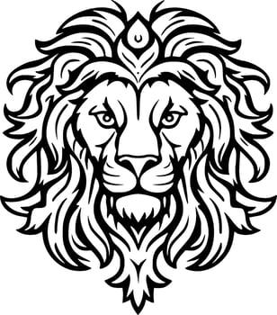 Lion - Black and White Isolated Icon - Vector illustration