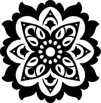Mandala - Black and White Isolated Icon - Vector illustration