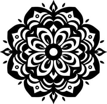 Mandala - Black and White Isolated Icon - Vector illustration
