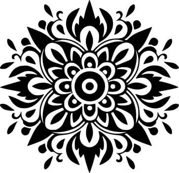 Mandala - Black and White Isolated Icon - Vector illustration