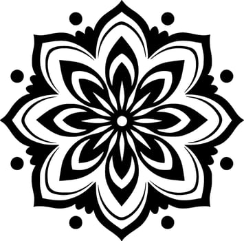 Mandala - Black and White Isolated Icon - Vector illustration