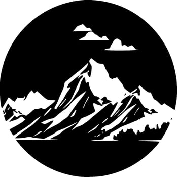 Mountains - Black and White Isolated Icon - Vector illustration