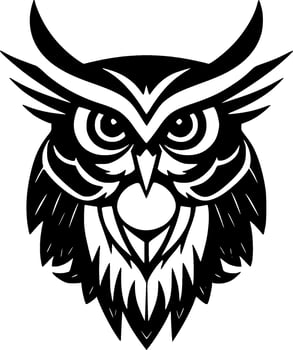 Owl, Black and White Vector illustration