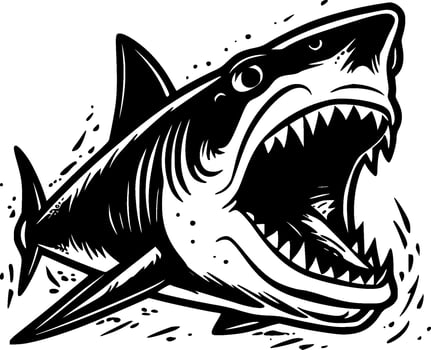 Shark, Black and White Vector illustration
