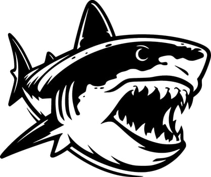 Shark - Black and White Isolated Icon - Vector illustration