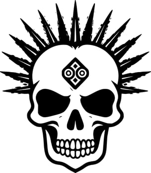 Skull, Black and White Vector illustration
