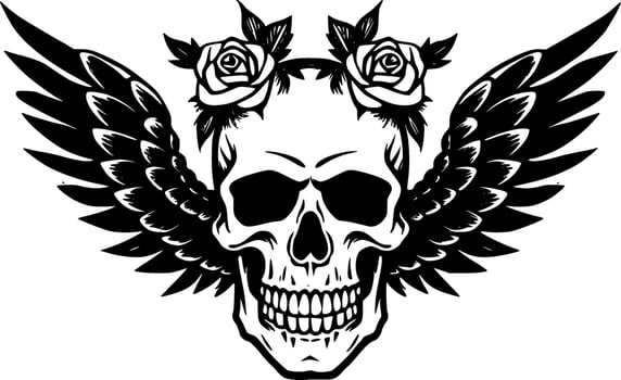 Skull, Black and White Vector illustration