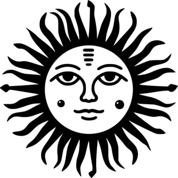 Sun, Black and White Vector illustration
