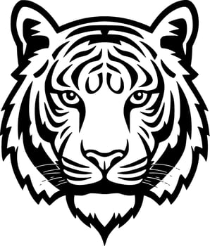 Tiger, Black and White Vector illustration