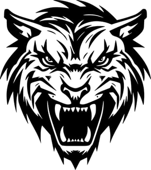 Tiger - Black and White Isolated Icon - Vector illustration