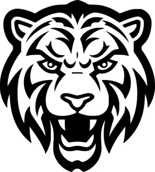 Tiger, Black and White Vector illustration
