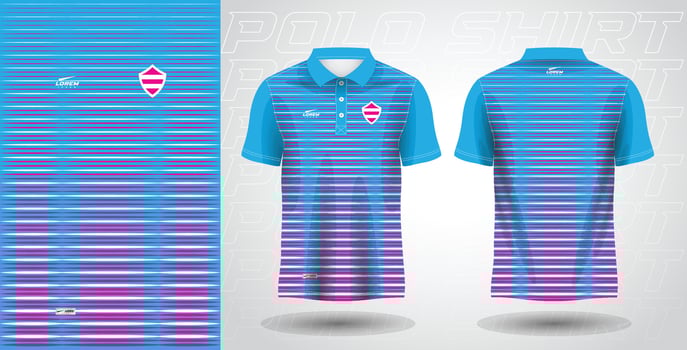 blue pink polo sport shirt sublimation jersey template design mockup vector